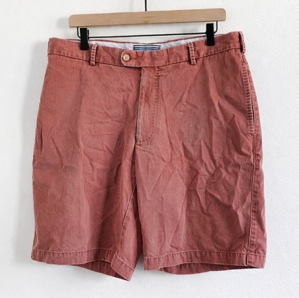Peter Millar Salmon Red Chino‎ Shorts Sz 35 Pima Cotton Classic Fit Made in Peru